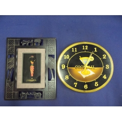 Lot of Jamaican Wall Ornament and Cocktail Wall Clock